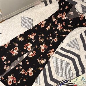 Floral Black Cottagecore Maxi Dress with slid